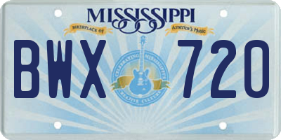 MS license plate BWX720