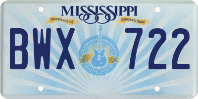 MS license plate BWX722