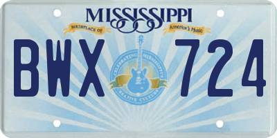 MS license plate BWX724