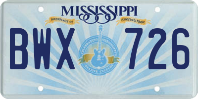 MS license plate BWX726