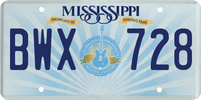 MS license plate BWX728