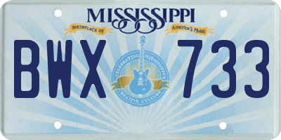 MS license plate BWX733