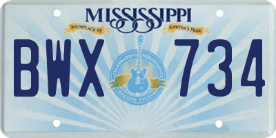 MS license plate BWX734