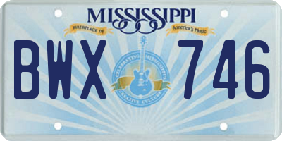 MS license plate BWX746
