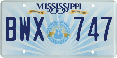MS license plate BWX747