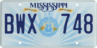 MS license plate BWX748