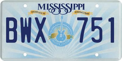 MS license plate BWX751