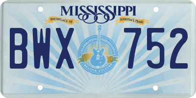MS license plate BWX752