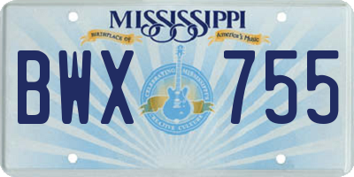 MS license plate BWX755