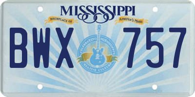 MS license plate BWX757