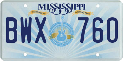 MS license plate BWX760