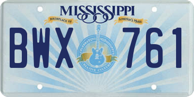 MS license plate BWX761