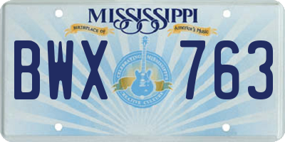 MS license plate BWX763