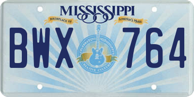 MS license plate BWX764