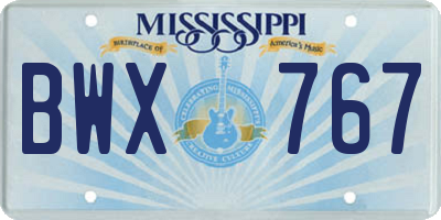 MS license plate BWX767