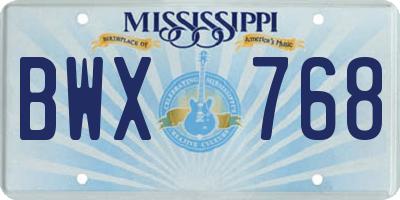 MS license plate BWX768