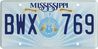 MS license plate BWX769