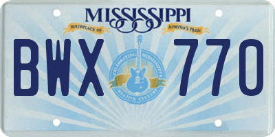 MS license plate BWX770