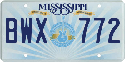 MS license plate BWX772