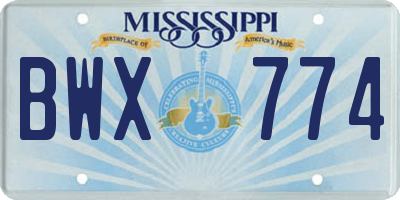 MS license plate BWX774