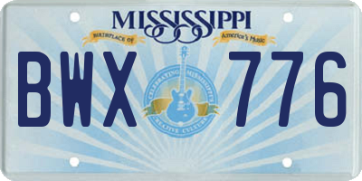 MS license plate BWX776