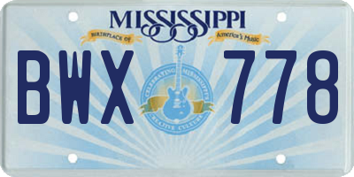 MS license plate BWX778