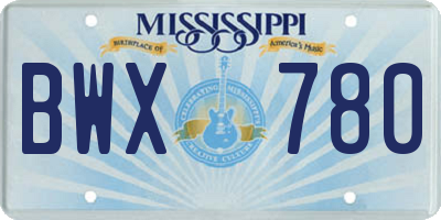 MS license plate BWX780
