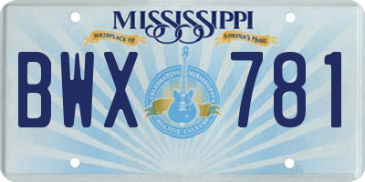 MS license plate BWX781