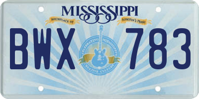 MS license plate BWX783