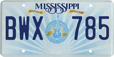 MS license plate BWX785