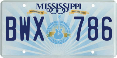 MS license plate BWX786