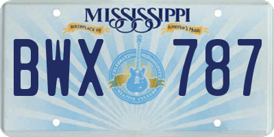 MS license plate BWX787