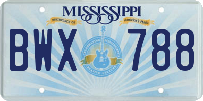 MS license plate BWX788