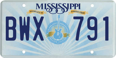 MS license plate BWX791