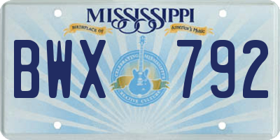 MS license plate BWX792