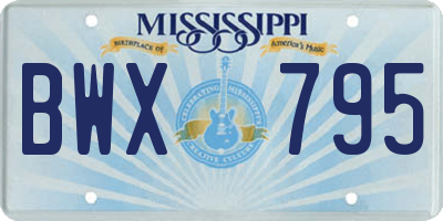 MS license plate BWX795