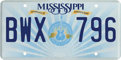 MS license plate BWX796