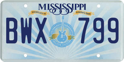 MS license plate BWX799