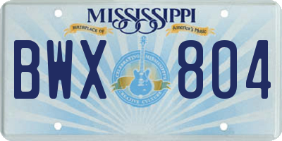MS license plate BWX804