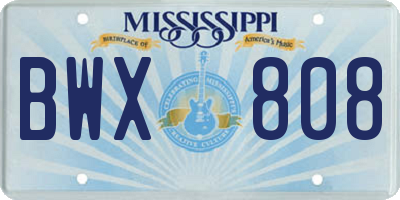 MS license plate BWX808
