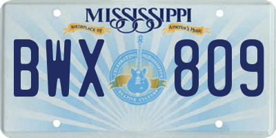MS license plate BWX809