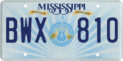 MS license plate BWX810