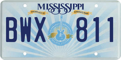MS license plate BWX811