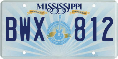 MS license plate BWX812