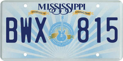 MS license plate BWX815