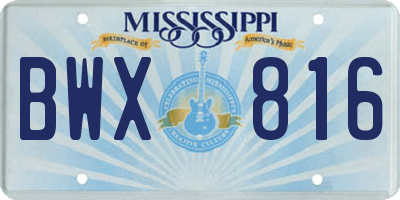 MS license plate BWX816