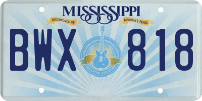 MS license plate BWX818