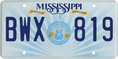 MS license plate BWX819