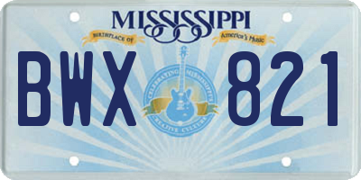 MS license plate BWX821