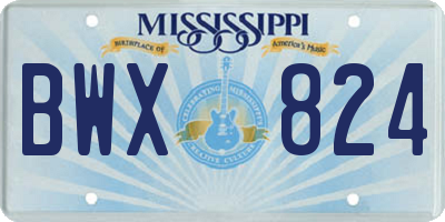 MS license plate BWX824